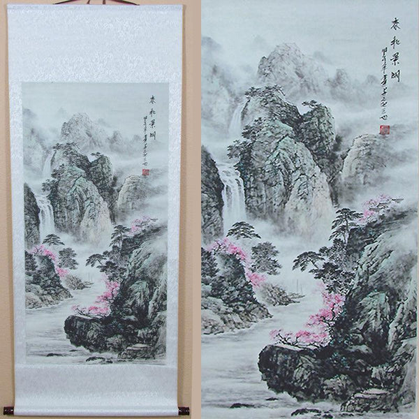 Traditional Chinese Scroll Wall Art Decor Beautiful Landscape Calligraphy - People's Herbs Traditional Chinese Scroll Wall Art Decor Beautiful Landscape Calligraphy - People's Herbs