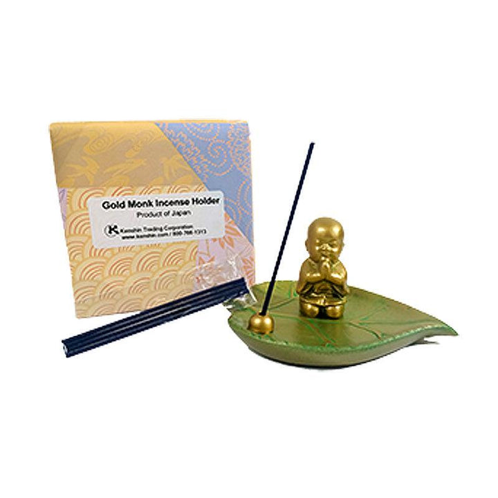 Gold Monk Incense Holder - with Japanese Incense - People's Herbs