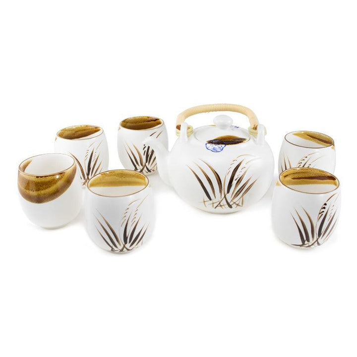 7 Piece Porcelain Tea Set; Wheat Pattern - People's Herbs