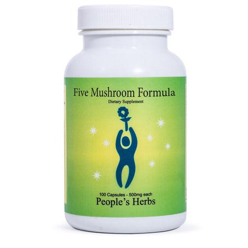 Five Mushroom Formula (100caps, 250caps) - herbal formula - mushrooms - People's Herbs
